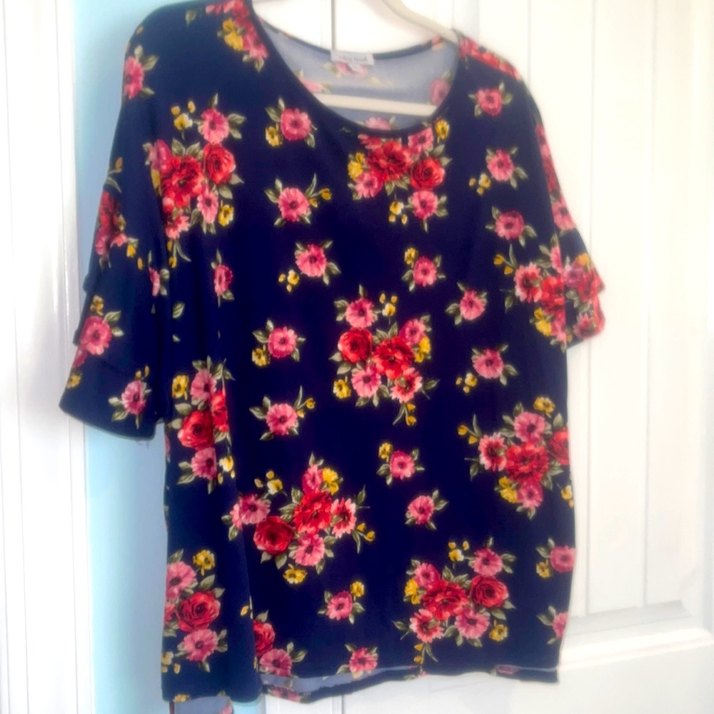 Navy top with floral